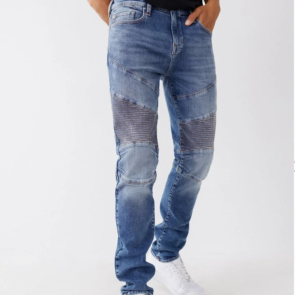 NWT $219 True Religion 40 Rocco Moro Stitch Skinny Jean Embroidery Logo